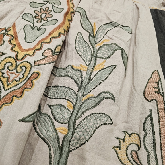 Womens Floral Embroidered Loose Fit V Neck Babydoll Dress - Picture 5 of 9